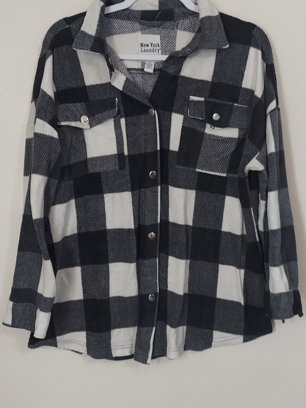 New York Laundry Black & White Plaid Snap-Front Kids Shirt